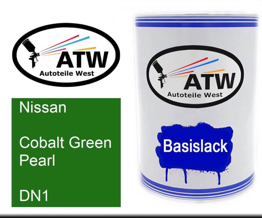 Nissan, Cobalt Green Pearl, DN1: 500ml Lackdose, von ATW Autoteile West.